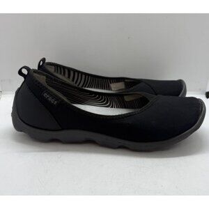 Crocs Women Duet Busy Day Ballet Flats Shoes Black Slip On Round Toe Sz 8 200562